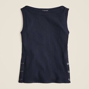 J.Crew Premium Rib Side-Button Tank Top Dark Navy Small